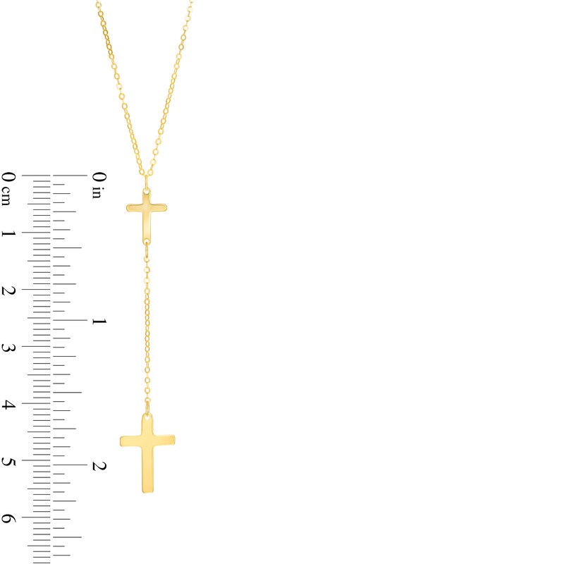 Double Cross "Y" Necklace in 10K Gold