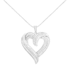 Thumbnail Image 1 of 3/4 CT. T.W. Baguette and Round Diamond Swirl Heart Pendant in Sterling Silver