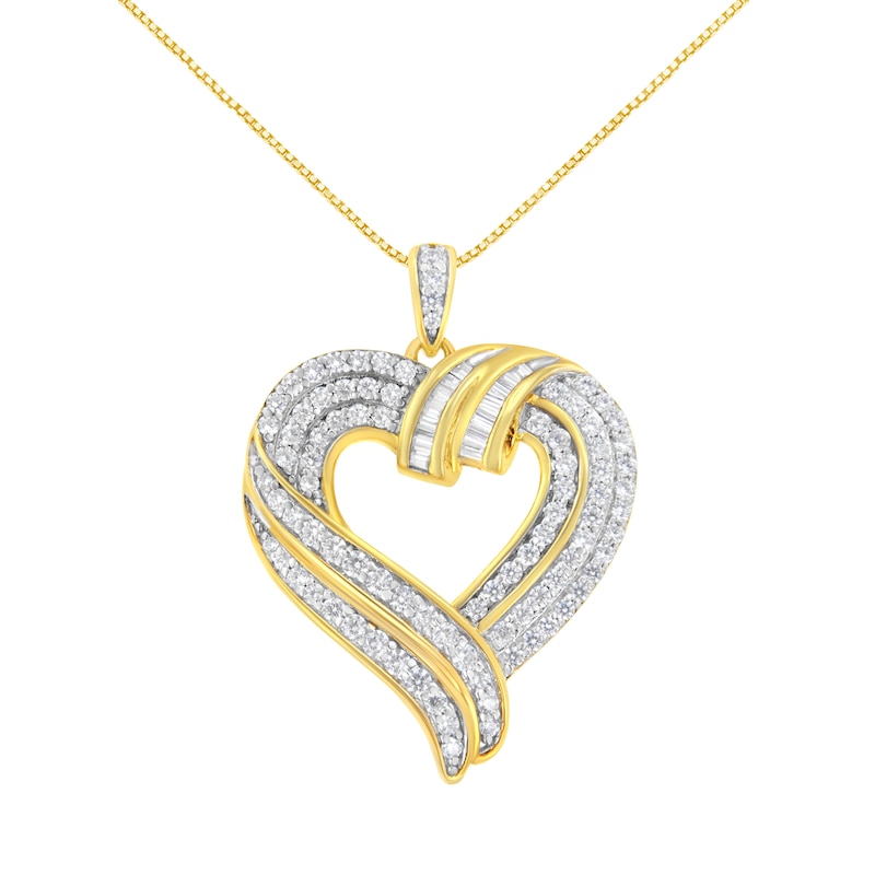 Main Image 1 of 1 CT. T.W. Diamond Swirl Top Heart Pendant in Sterling Silver with 14K Gold Plate