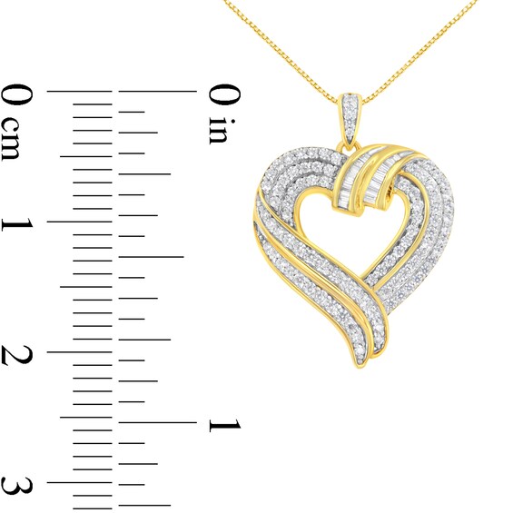 1 CT. T.w. Diamond Swirl Top Heart Pendant in Sterling Silver with 14K Gold Plate