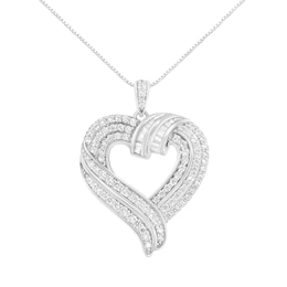 1 CT. T.W. Diamond Swirl Top Heart Pendant in Sterling Silver