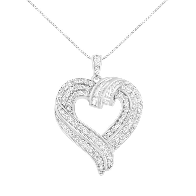 Main Image 1 of 1 CT. T.W. Diamond Swirl Top Heart Pendant in Sterling Silver