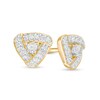 Thumbnail Image 0 of Men's 1/15 CT. T.W. Diamond Swirl Frame Triangle Stud Earrings in 10K Gold