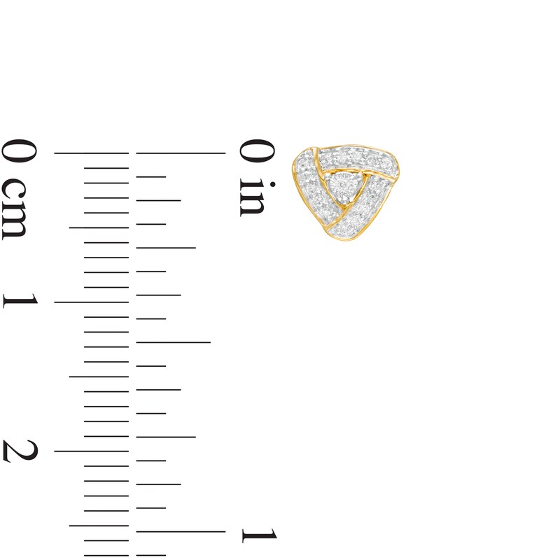 Main Image 3 of 1/15 CT. T.W. Diamond Swirl Frame Triangle Stud Earrings in 10K Gold
