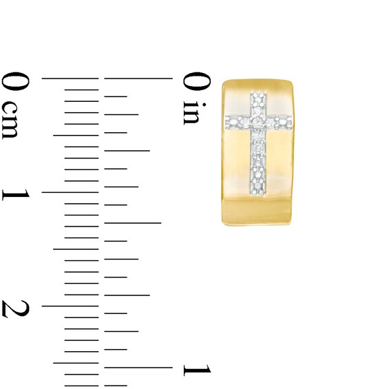 1/20 CT. T.w. Diamond Cross Wide Huggie Hoop Earrings in 10K Gold