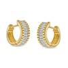 Thumbnail Image 1 of 1/3 CT. T.W. Diamond Double Row Scallop Border Huggie Hoop Earrings in 10K Gold