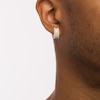 Men's 1/3 CT. T.W. Diamond Double Row Scallop Border Huggie Hoop Earrings in 10K Gold