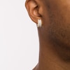 Thumbnail Image 2 of 1/3 CT. T.W. Diamond Double Row Scallop Border Huggie Hoop Earrings in 10K Gold