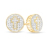 Thumbnail Image 1 of 1/4 CT. T.W. Diamond Beaded  Cross Round Stud Earrings in 10K Gold