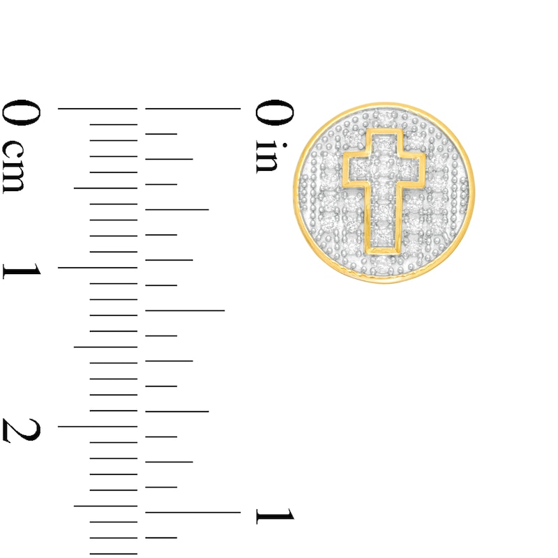 Main Image 2 of 1/4 CT. T.W. Diamond Beaded  Cross Round Stud Earrings in 10K Gold