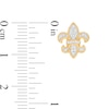 Thumbnail Image 3 of Men's 1/10 CT. T.W. Diamond Vintage-Style Fleur-de-Lis Stud Earrings in 10K Gold