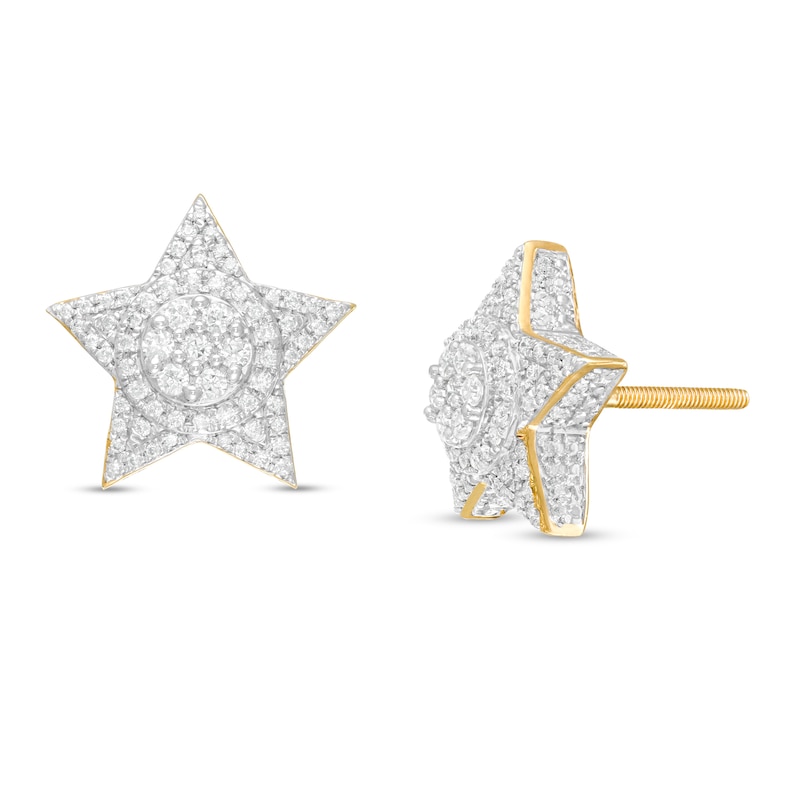 Main Image 1 of Men's 1/2 CT. T.W. Composite Diamond Star Stud Earrings in 10K Gold