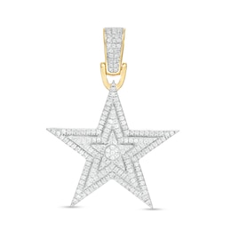 1/3 CT. T.W. Composite Diamond Triple Frame Star Necklace Charm in 10K Gold