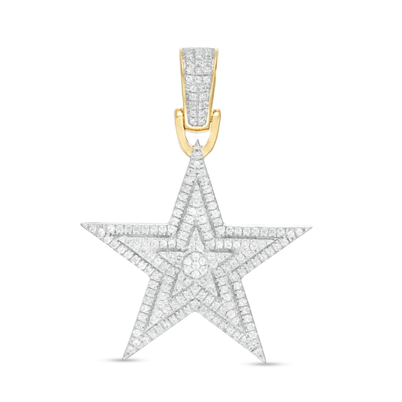1/3 CT. T.w. Composite Diamond Triple Frame Star Necklace Charm in 10K Gold