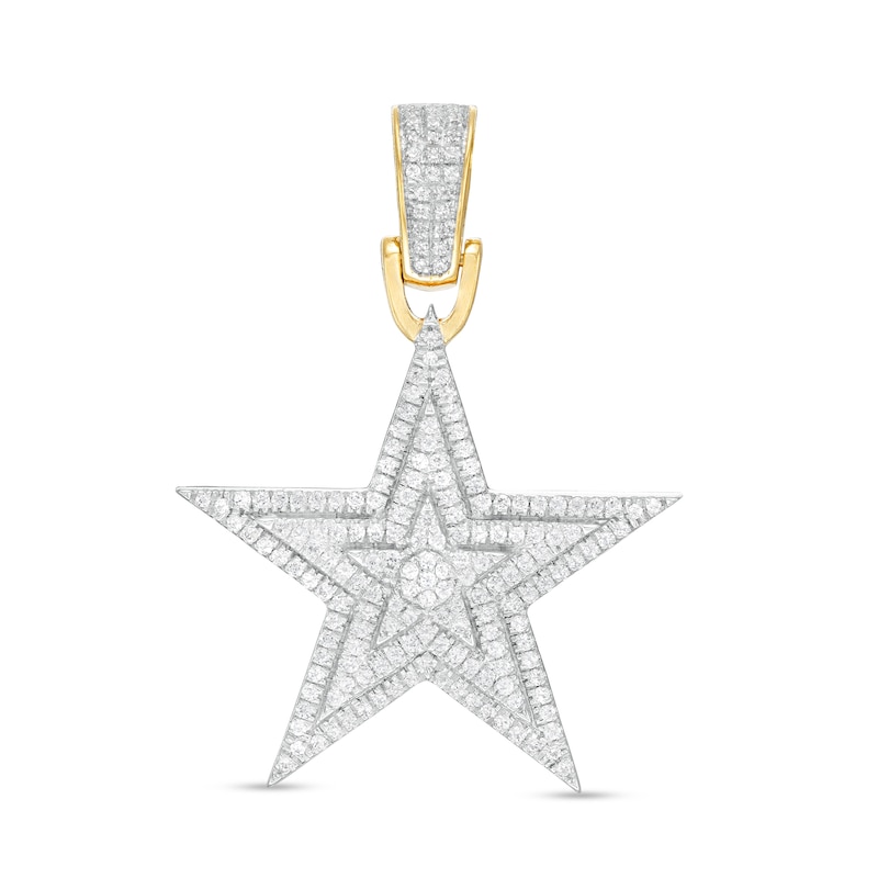Main Image 1 of 1/3 CT. T.W. Composite Diamond Triple Frame Star Necklace Charm in 10K Gold