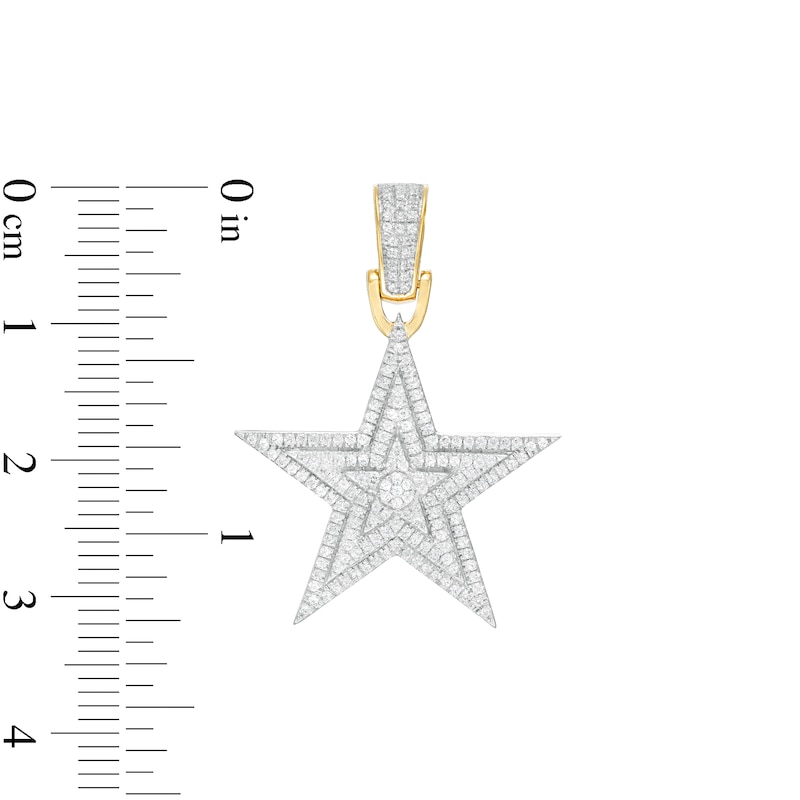 Main Image 2 of 1/3 CT. T.W. Composite Diamond Triple Frame Star Necklace Charm in 10K Gold