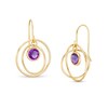 Thumbnail Image 0 of 5.0mm Amethyst Solitaire Dangle Open Circles Orbit Drop Earrings in 10K Gold