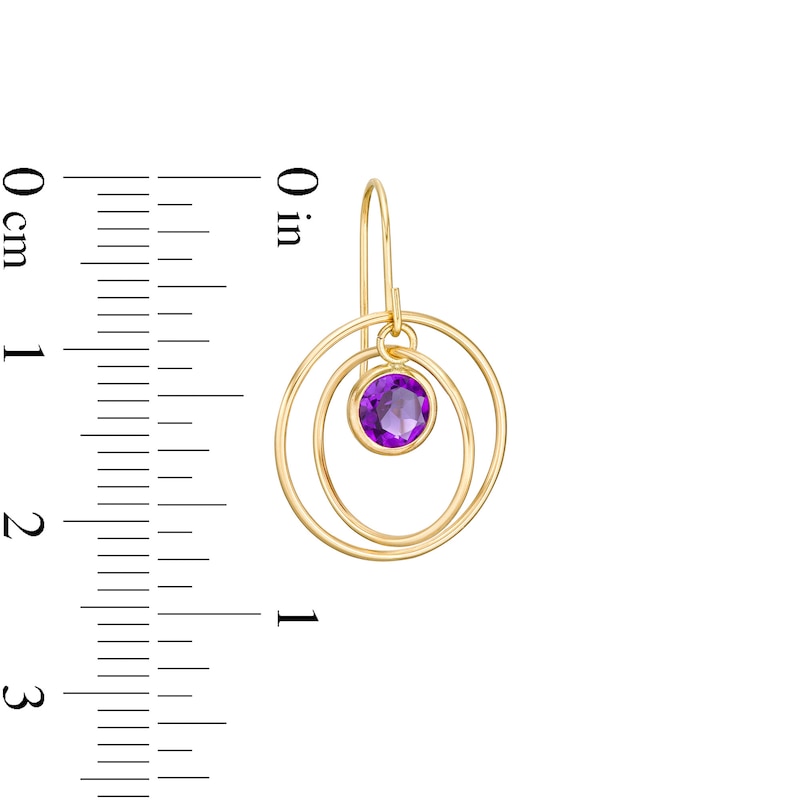 5.0mm Amethyst Solitaire Dangle Open Circles Orbit Drop Earrings in 10K Gold