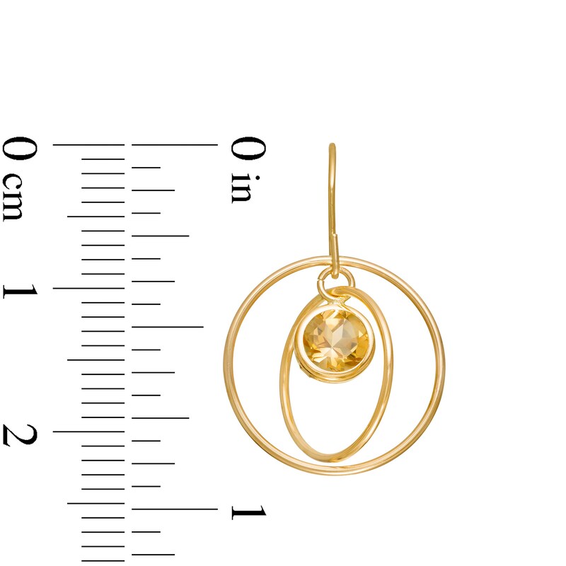 Main Image 3 of 5.0mm Citrine Solitaire Dangle Open Circles Orbit Drop Earrings in 10K Gold