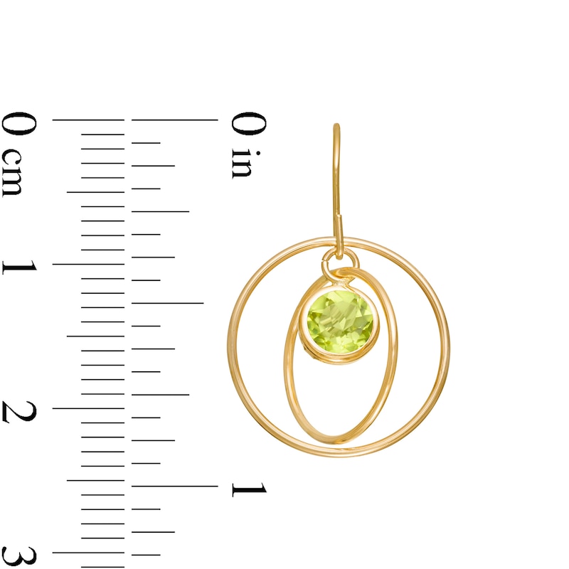 5.0mm Peridot Solitaire Dangle Open Circles Orbit Drop Earrings in 10K Gold