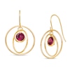 Thumbnail Image 1 of 5.0mm Rhodolite Garnet Solitaire Dangle Open Circles Orbit Drop Earrings in 10K Gold
