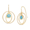 Thumbnail Image 1 of 5.0mm Swiss Blue Topaz Solitaire Dangle Open Circles Orbit Drop Earrings in 10K Gold