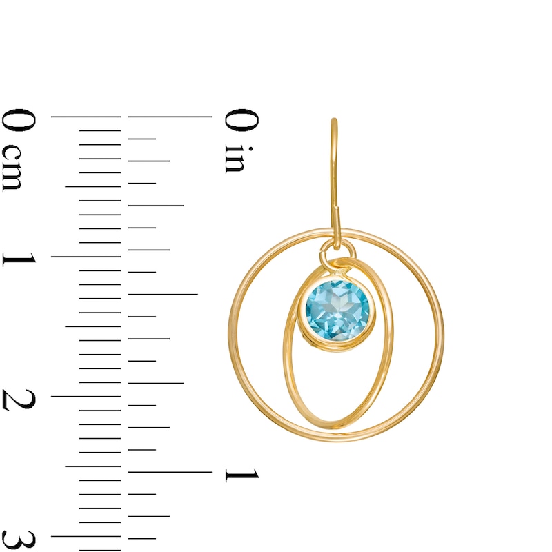 Main Image 3 of 5.0mm Swiss Blue Topaz Solitaire Dangle Open Circles Orbit Drop Earrings in 10K Gold