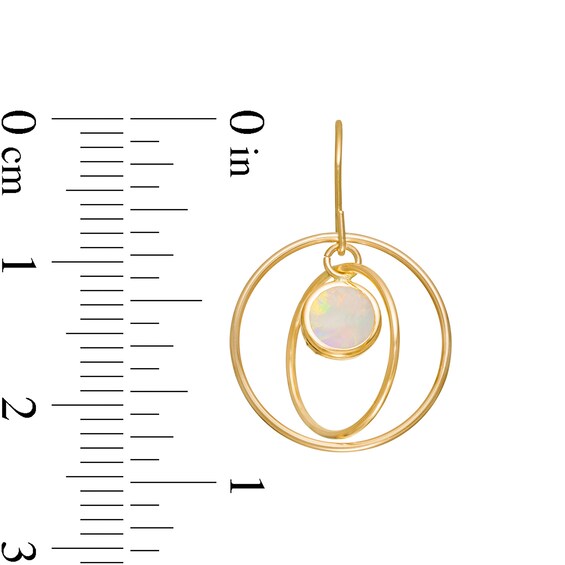 5.0mm Opal Solitaire Dangle Open Circles Orbit Drop Earrings in 10K Gold