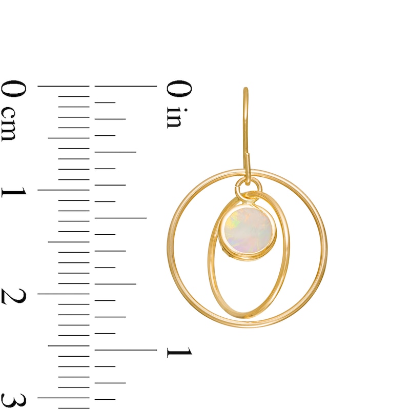 Main Image 3 of 5.0mm Opal Solitaire Dangle Open Circles Orbit Drop Earrings in 10K Gold
