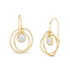 Thumbnail Image 1 of 5.0mm White Topaz Solitaire Dangle Open Circles Orbit Drop Earrings in 10K Gold