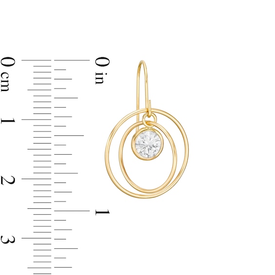 5.0mm White Topaz Solitaire Dangle Open Circles Orbit Drop Earrings in 10K Gold