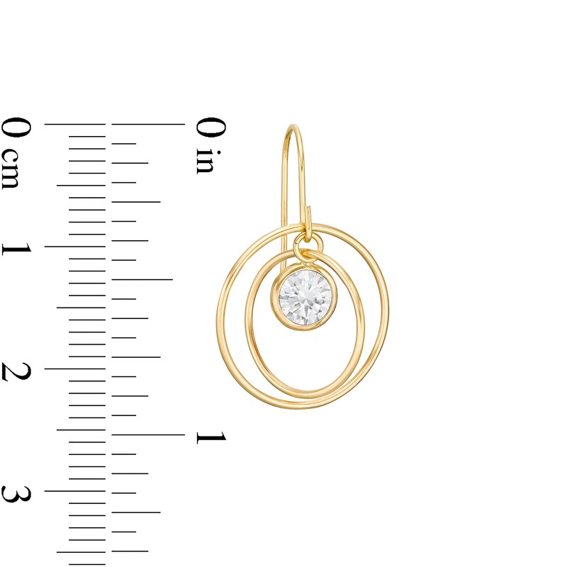 Main Image 3 of 5.0mm White Topaz Solitaire Dangle Open Circles Orbit Drop Earrings in 10K Gold