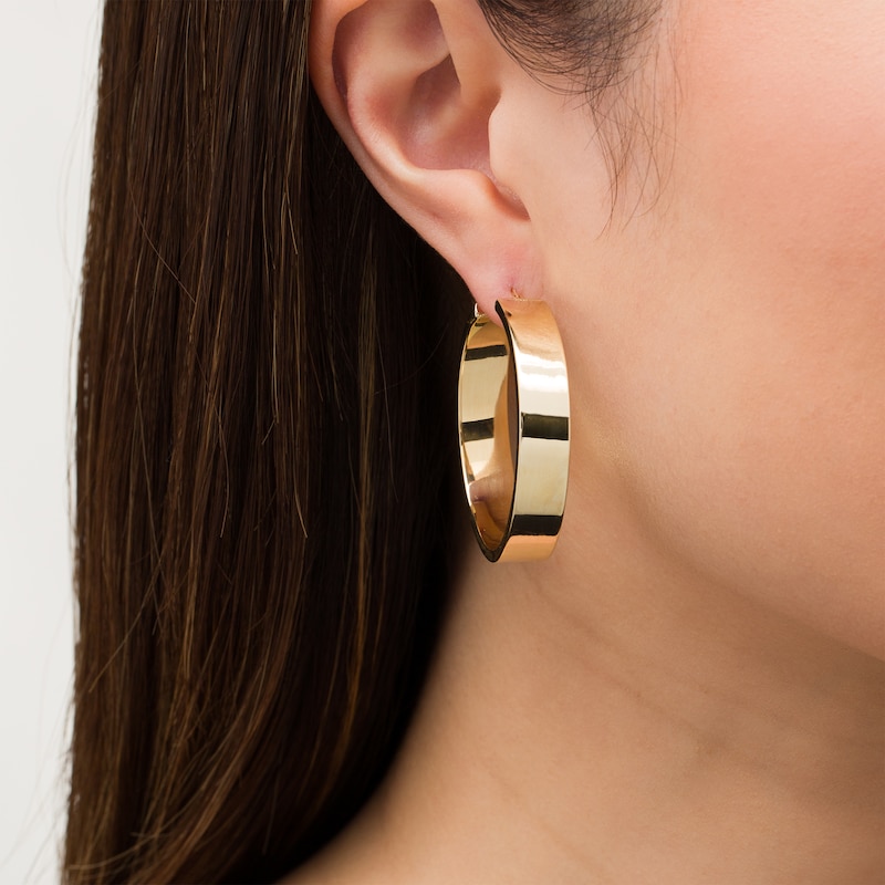 40.0mm Square Tube Hoop Earrings in 10K Gold