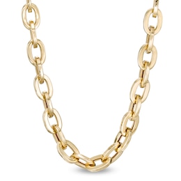 7.0mm Hollow Oval Link Chain Choker Necklace in 10K Gold - 16&quot;