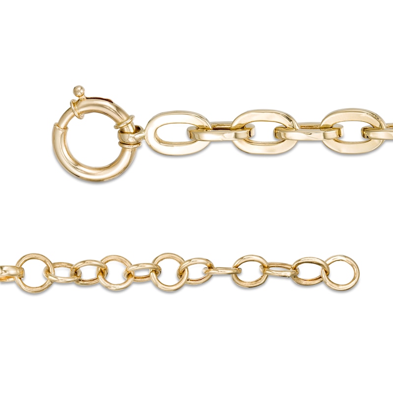 Main Image 3 of 7.0mm Oval Link Chain Choker Necklace in Hollow 10K Gold - 16&quot;