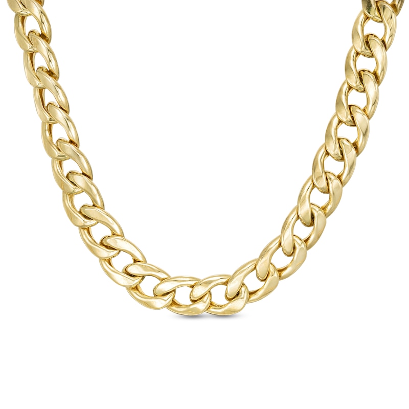 Main Image 1 of 10.0mm Curb Chain Necklace in Hollow 10K Gold - 18"