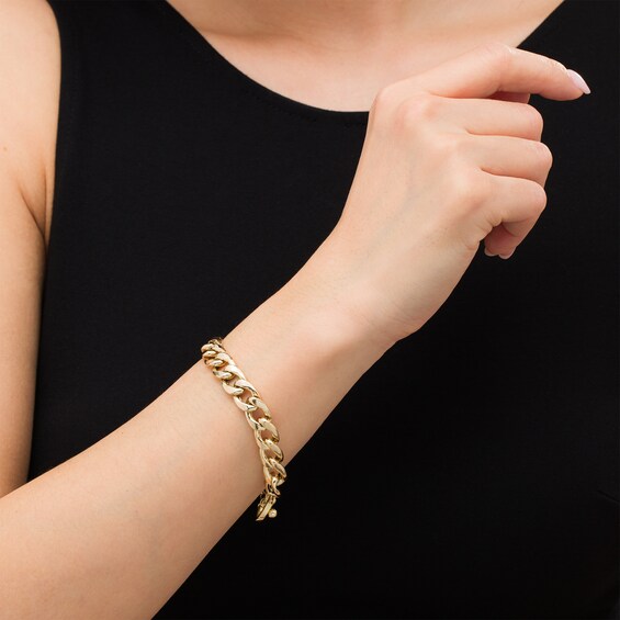 10.0mm Curb Chain Bracelet in Hollow 10K Gold - 7.75"
