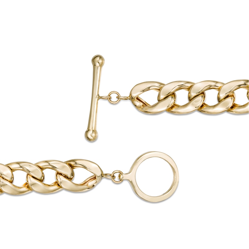 Main Image 3 of 10.0mm Curb Chain Bracelet in Hollow 10K Gold - 7.75"