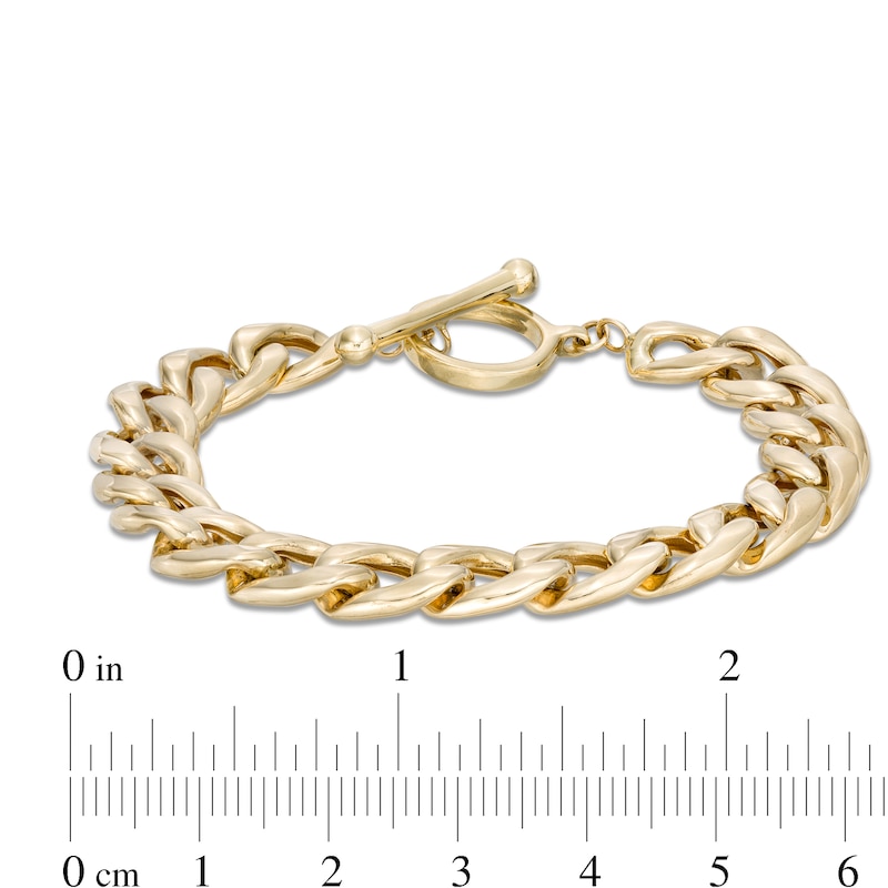 Main Image 4 of 10.0mm Curb Chain Bracelet in Hollow 10K Gold - 7.75"