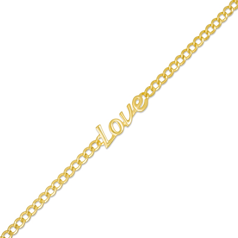 "Love" Script Curb Chain Bracelet in 10K Gold - 7.5"