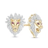 Thumbnail Image 1 of 1/2 CT. T.W. Diamond and Lab-Created Ruby Lion Head Stud Earrings in 10K Gold