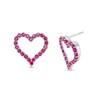 Thumbnail Image 1 of Ruby Heart Outline Stud Earrings in Sterling Silver