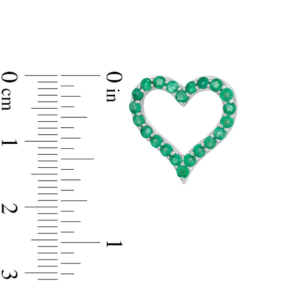 Emerald Heart Outline Stud Earrings in Sterling Silver