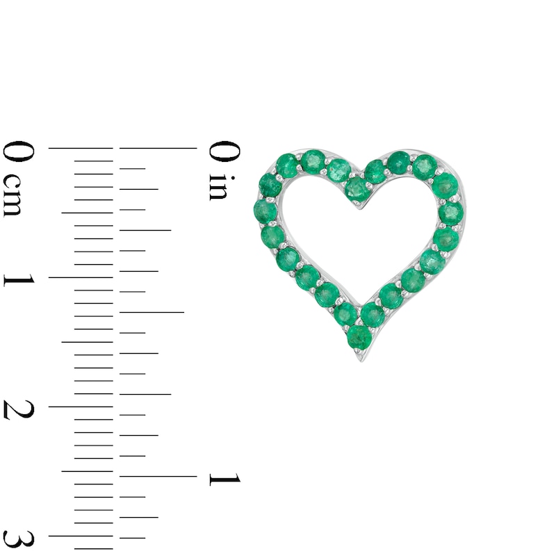 Emerald Heart Outline Stud Earrings in Sterling Silver