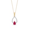 Thumbnail Image 1 of Pear-Shaped Ruby and 1/20 CT. T.W. Diamond Double Teardrop Pendant in 10K Gold
