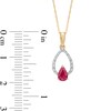 Thumbnail Image 3 of Pear-Shaped Ruby and 1/20 CT. T.W. Diamond Double Teardrop Pendant in 10K Gold