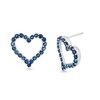 Thumbnail Image 1 of Blue Sapphire Heart Outline Stud Earrings in Sterling Silver