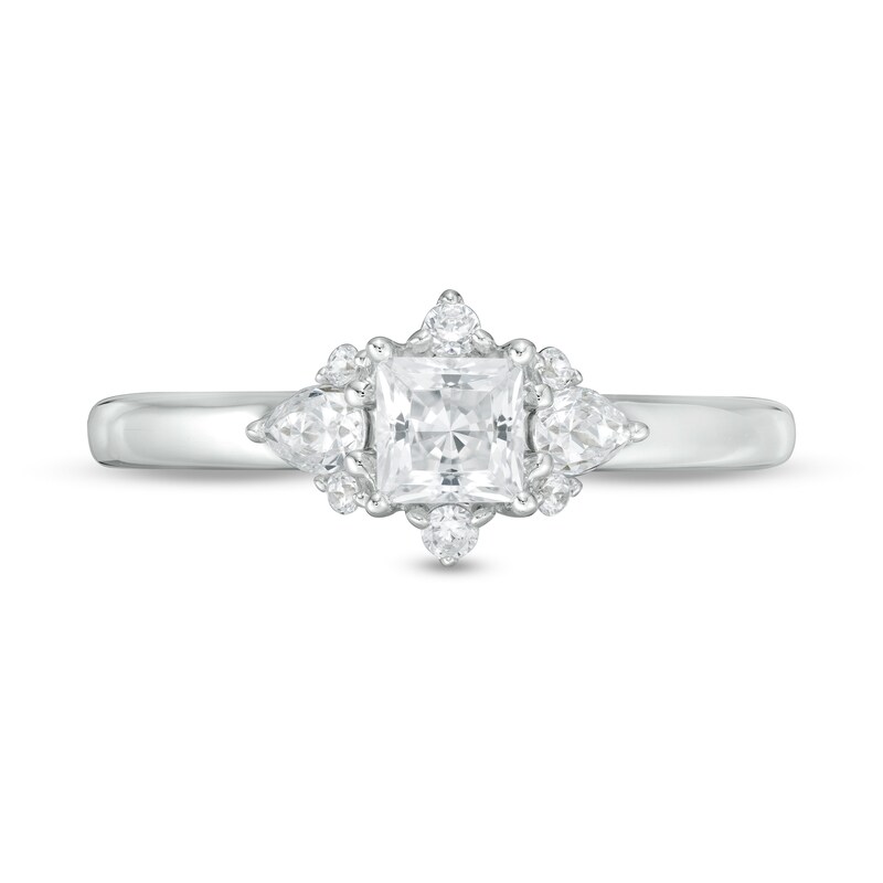 Main Image 4 of Vera Wang Love Collection 3/4 CT. T.W. Princess-Cut Diamond Ornate Frame Engagement Ring in 14K White Gold