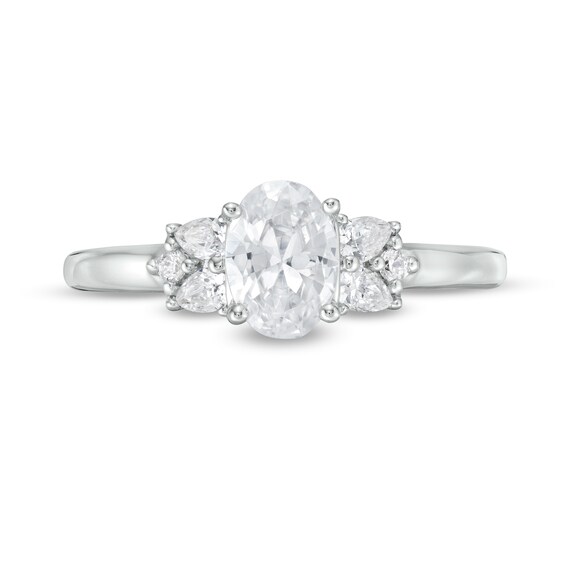 Vera Wang Love Collection 1 CT. T.w. Oval Diamond Tri-Sides Engagement Ring in 14K White Gold