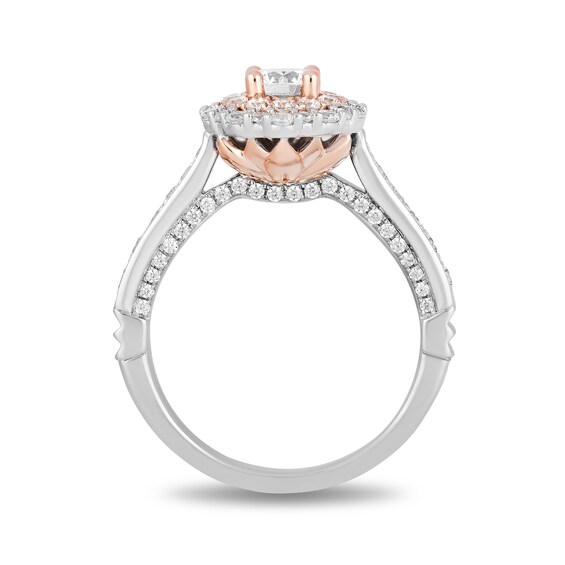 Enchanted Disney Jasmine 1-1/4 CT. T.w. Diamond Double Frame Engagement Ring in 14K Two-Tone Gold (I/I1)